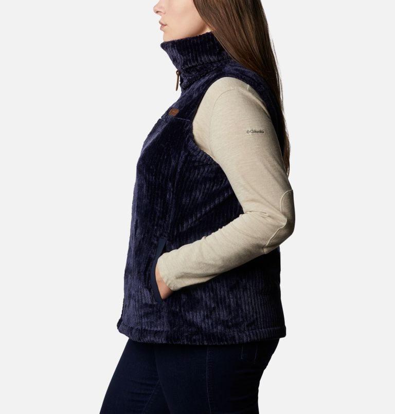 Women's Columbia Fireside Sherpa Vest Navy | Plus Size CA-R35LA